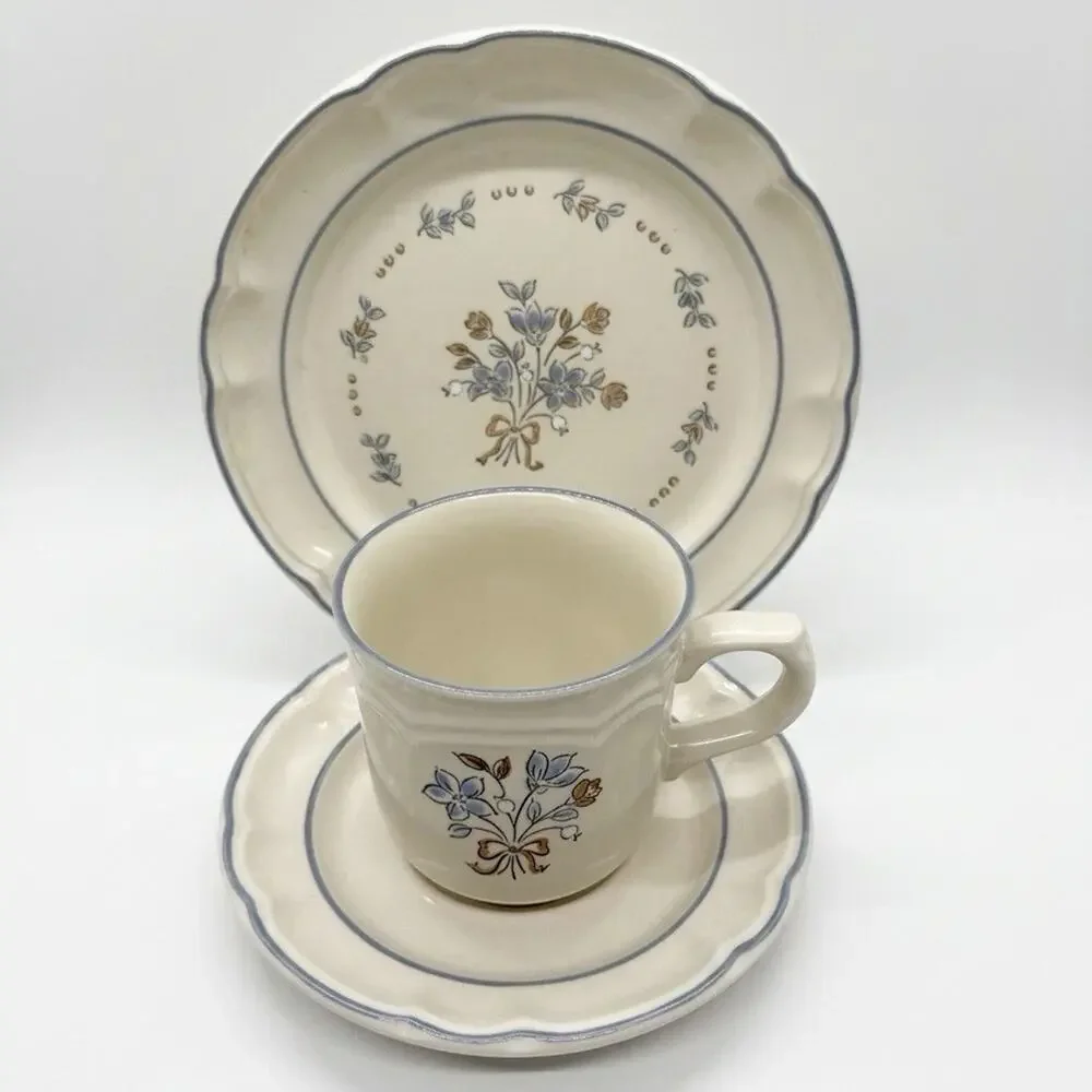 Cordella Collection Bluet Stoneware Coffee Cup Mug Saucer Salad Plate 3Pc Set